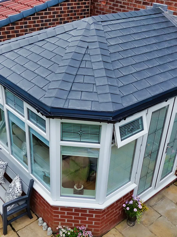 Tiled conservatory warm roof replacement with lightweight Tapco roofing system installed by Onyx Roofing